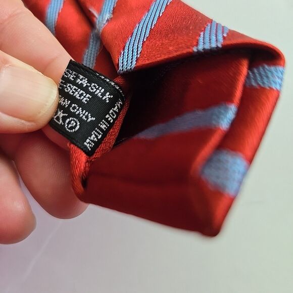 Pal Zileri Long Tie Men's Red/Blue Repp Striped 100% Silk Italy Neck Tie 61 x 4" - Picture 6 of 6
